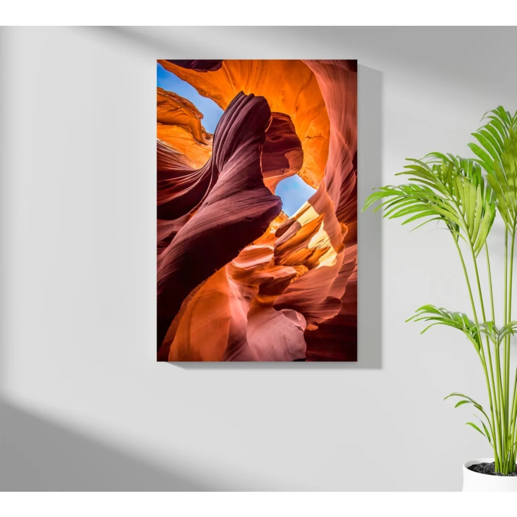 Fiery Canyon Insigne Aluminum Print on white wall