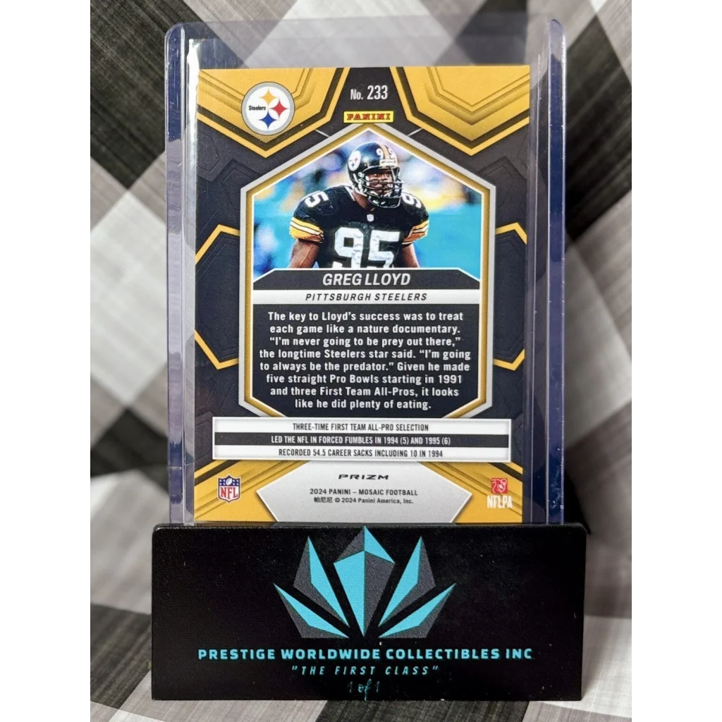 Greg Lloyd gold foil card from Prestige Worldwide Collectibles