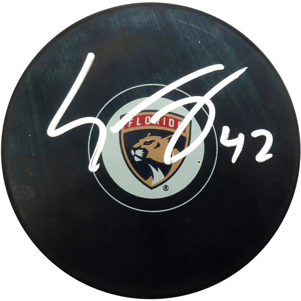 Gustav Forsling autographed Florida Panthers logo hockey puck