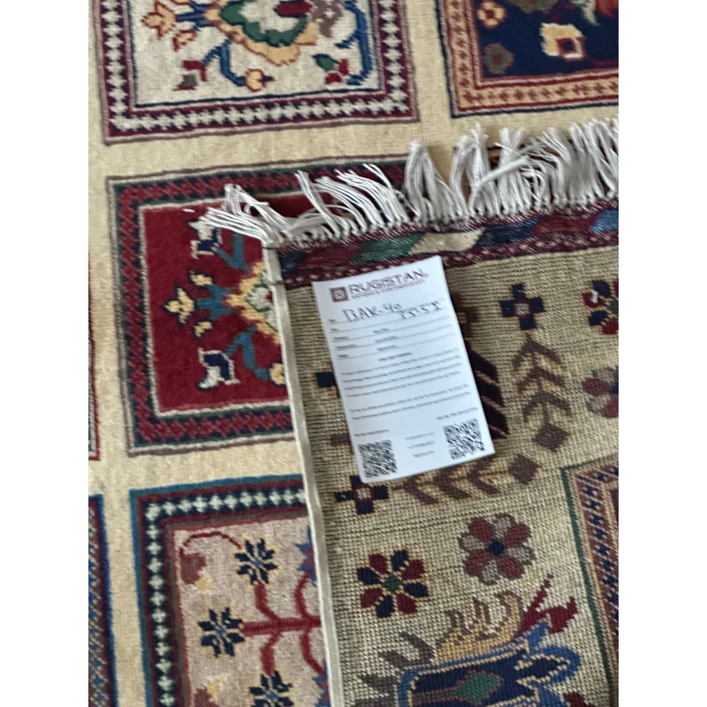 Afghan Bakhteiari hand-knotted rug in cream with red floral patterns on cotton foundation
