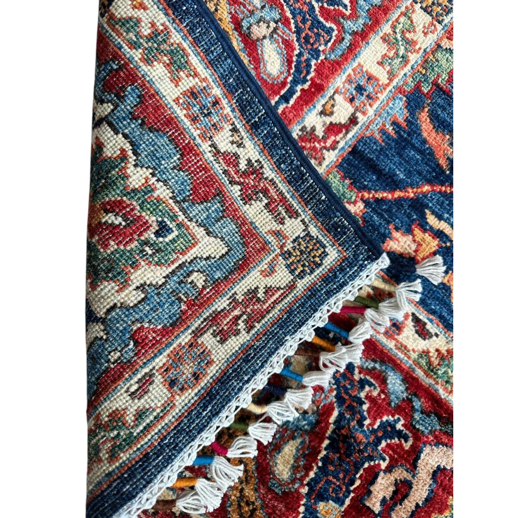 Hand-knotted Afghani Bidjar Ghazni wool rug with vibrant floral pattern