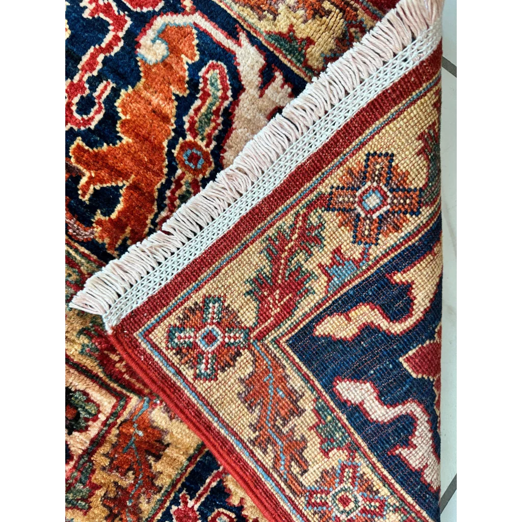 Hand-knotted Afghani Bidjar ghazni wool rug with intricate geometric motifs