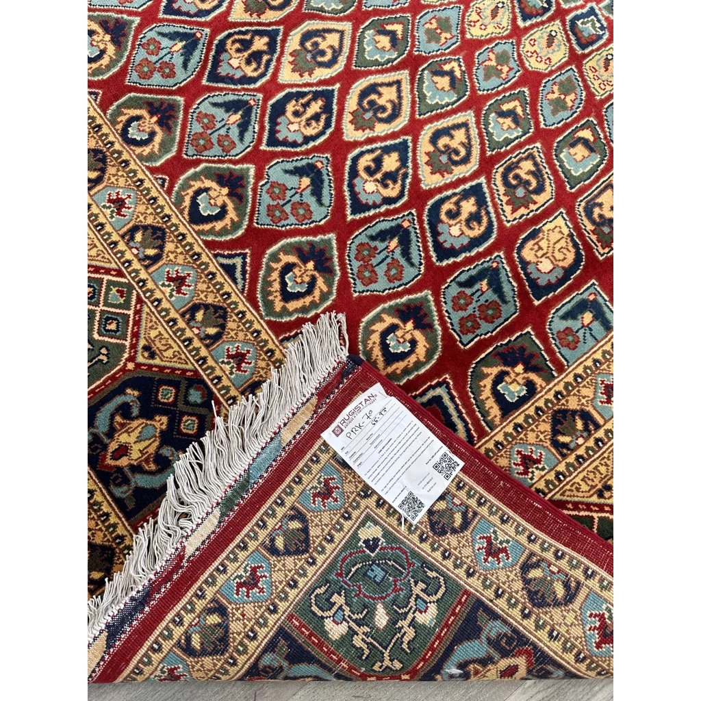 Rich red Parak rug with intricate patterns, wool pile, cotton foundation