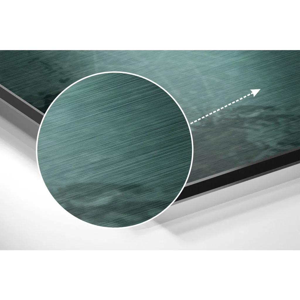 Teal brushed aluminium dibond art print with sleek metal finish