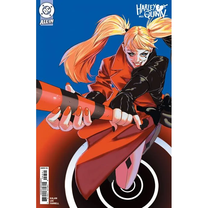 Harley Quinn comic book cover on Diberkato Card Stock collectible featuring character with bat