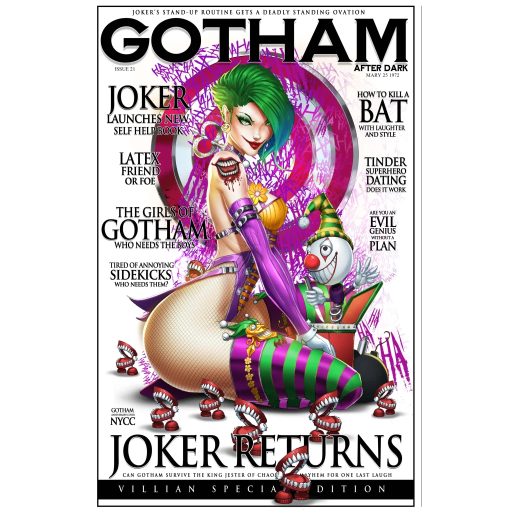 Harley Quinn in Joker Returns brushed aluminum comic art print