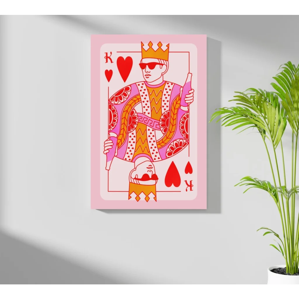 Vibrant king of hearts insigne aluminum print with sunglasses