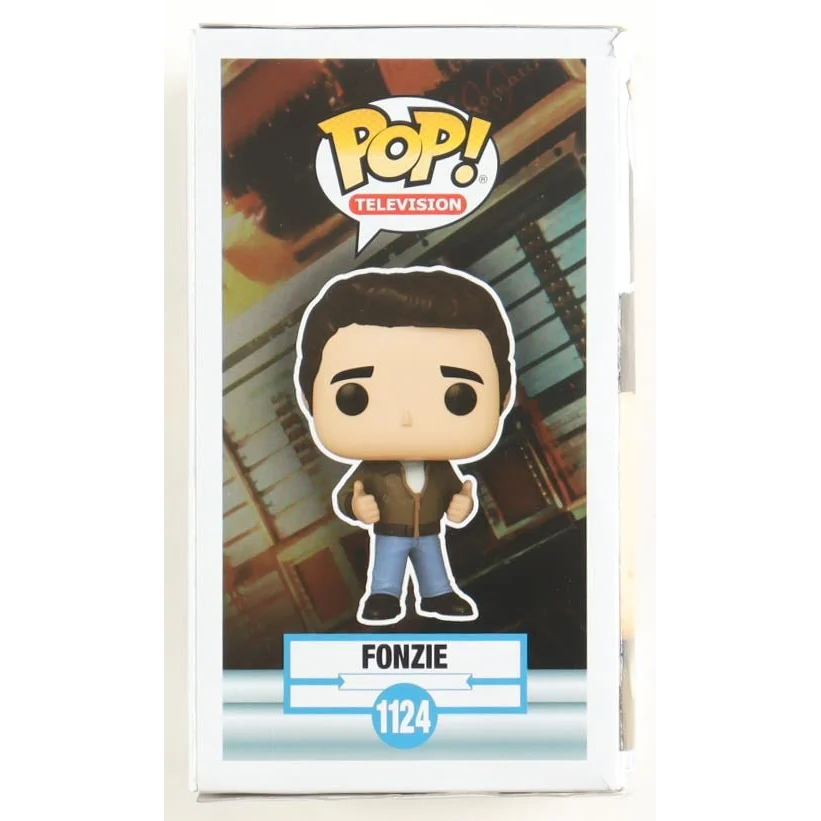 Henry Winkler autographed Fonzie Funko Pop in brown jacket and jeans