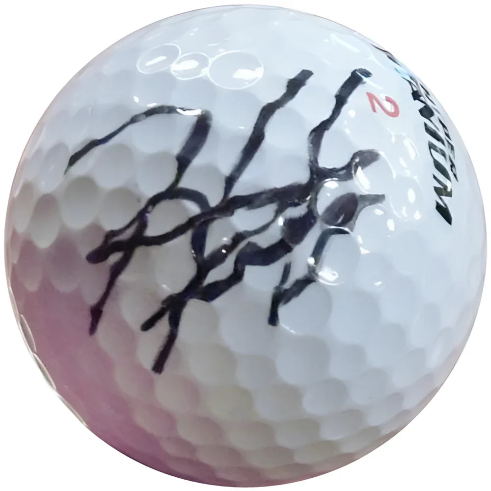 Hideki Matsuyama autographed golf ball with white pink gradient and Wilson branding