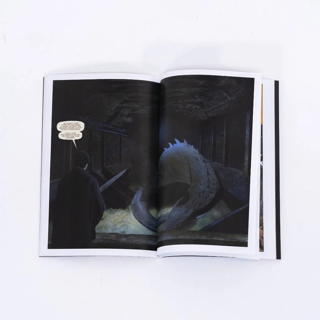 Open Holy Diver comic book by Steve Niles showing dark fantastical scene digital book