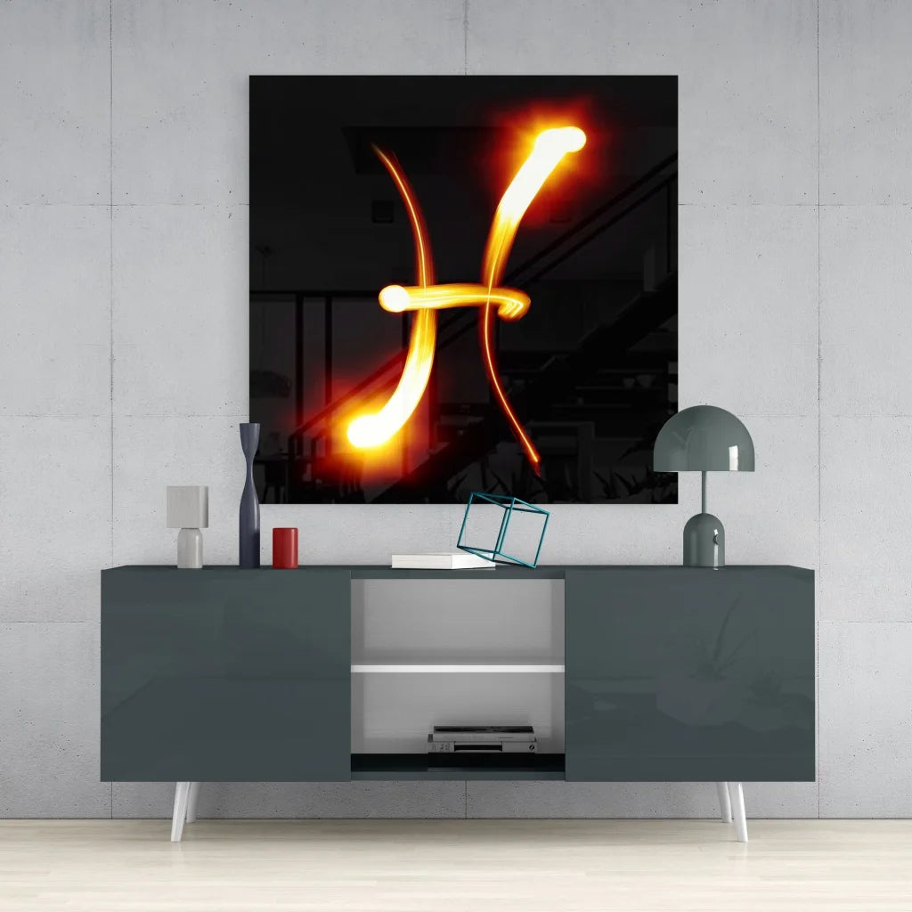 Glowing Letter H Tempered Glass Art for Your Wall | Contemporary Home Wall Art | vintageantiquesgifts.com