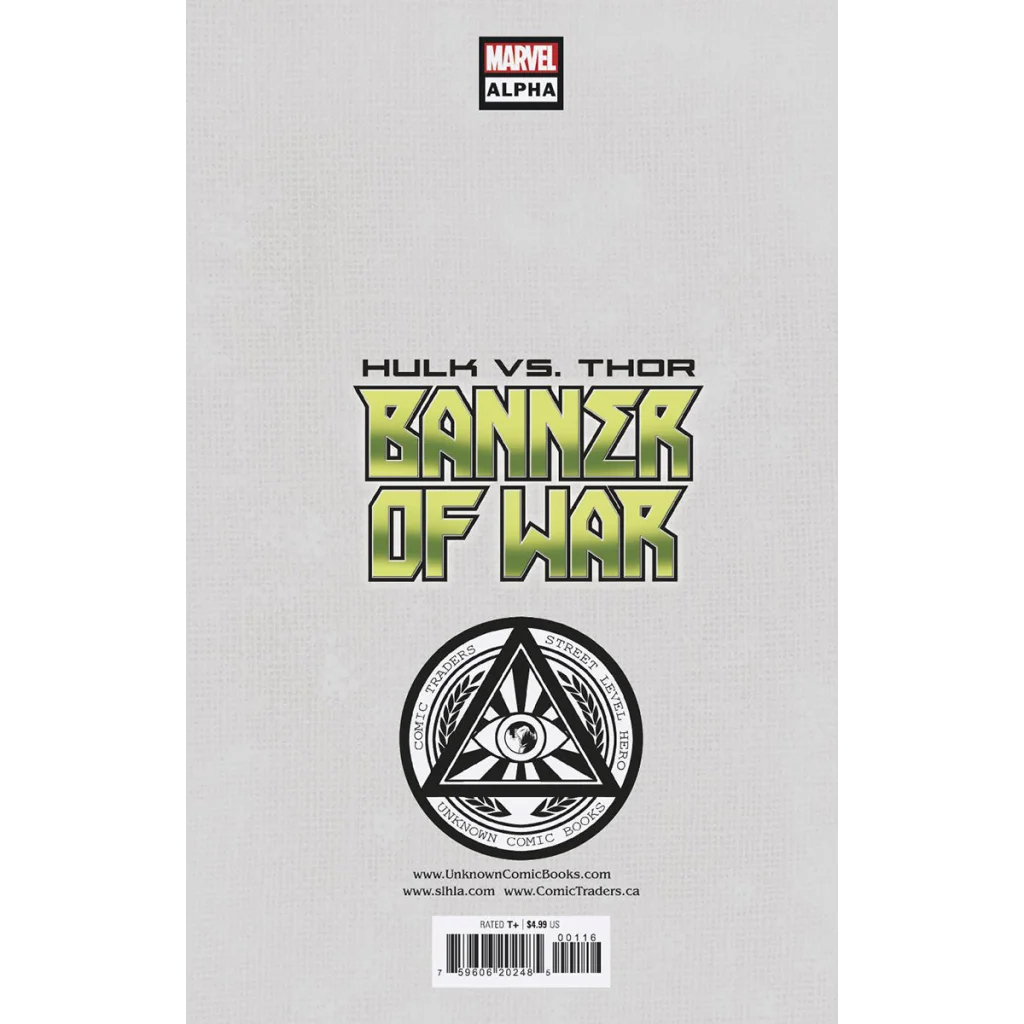 Epic Hulk vs Thor War Alpha Battle comic by Donny Cates with Thor Banner title