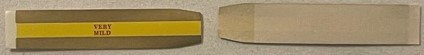 Antique cigar band label showing gold and brown colors with "MILD" text visible, displayed front and back against tan backgro