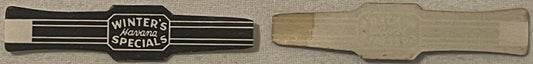 Antique Winter's Havana Specials cigar band lithograph showing black and white design on tan background with plain band besid