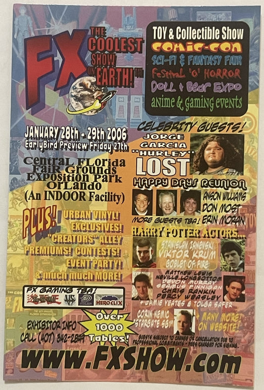 Colorful 2006 FX Show poster advertising Comic-Con and horror festival in Orlando with celebrity guest photos and event detai