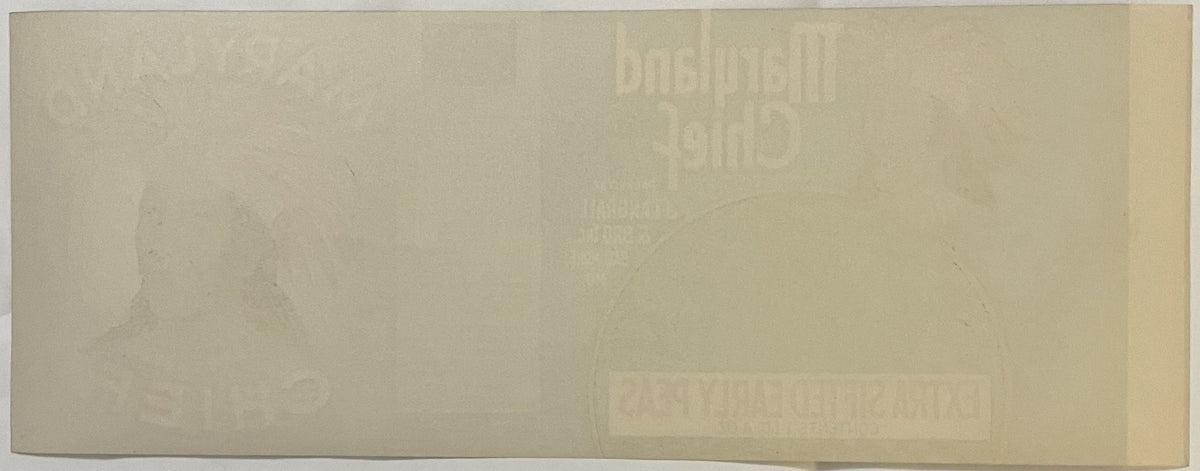 Cream-colored vintage peas label with faint embossed text reading "Maryland Chief" and "J. Langrall & Bro Baltimore," shown f