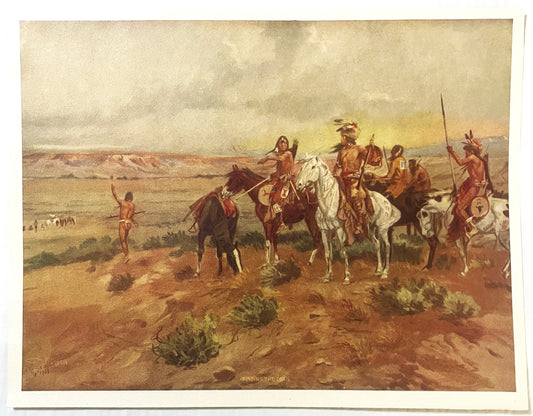 Full sheet of the Finding the Trail art print with its white margin, the title lettered at the bottom of the image