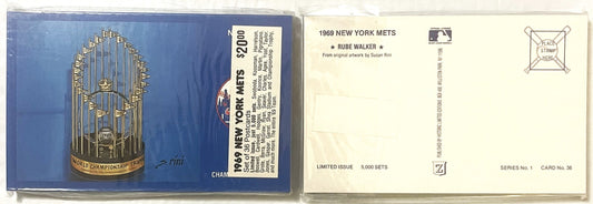 Two postcards displayed side-by-side: left shows blue card with gold World Championship Trophy and "$2200" price tag; right s