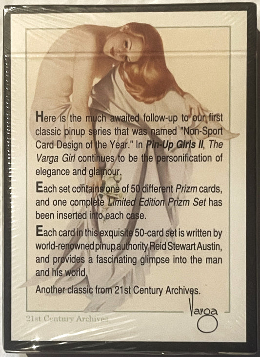 Sealed 1993 Vargas Pin-Up Girls II trading card box showing reclining woman in vintage illustration style with product descri