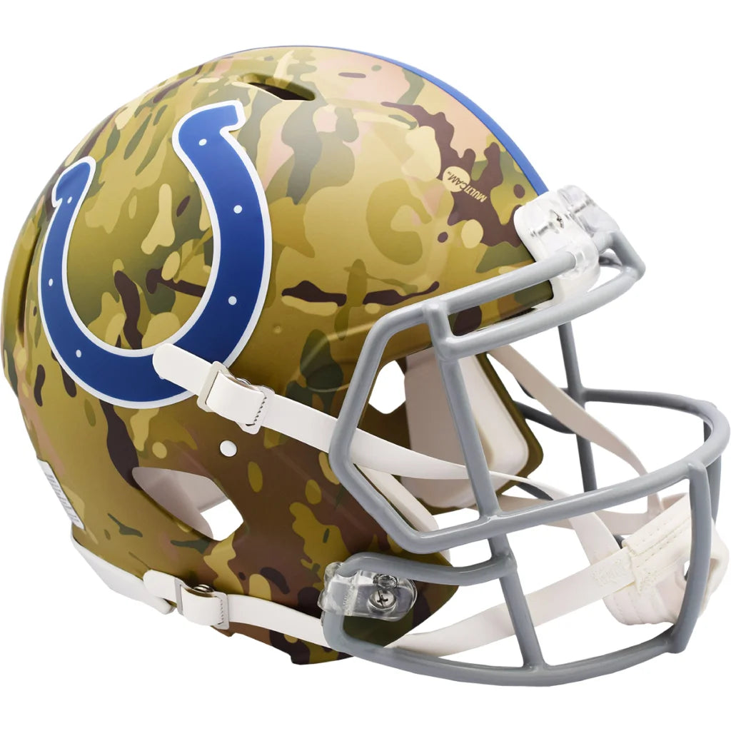 Indianapolis Colts authentic camo helmet in blue gold accents