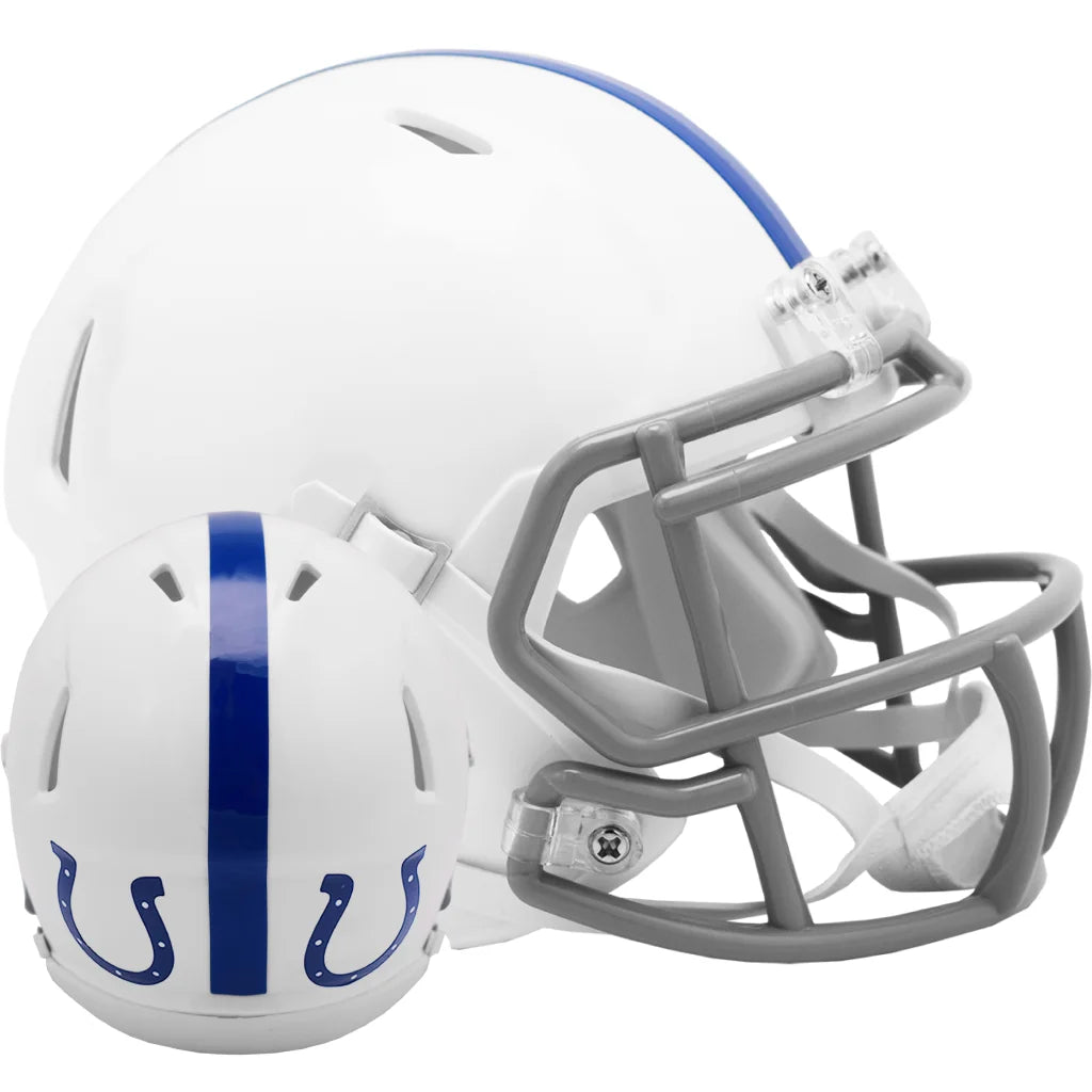 White Indianapolis Colts speed mini helmet with blue stripe