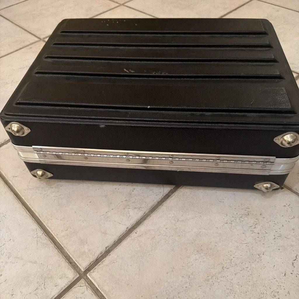 Black PLATT case for machine vision camera control unit with silver trim