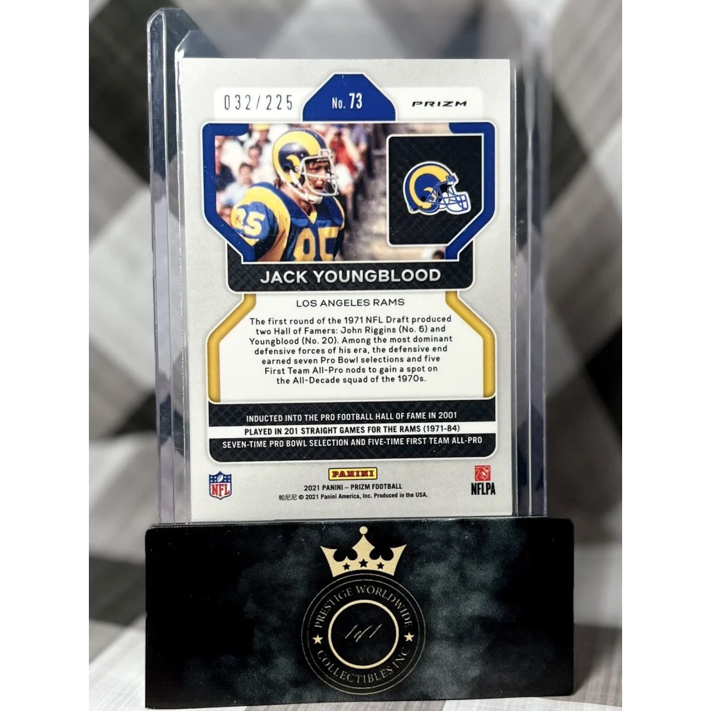 Jack Youngblood Purple Prizm card at Prestige Worldwide Collectibles