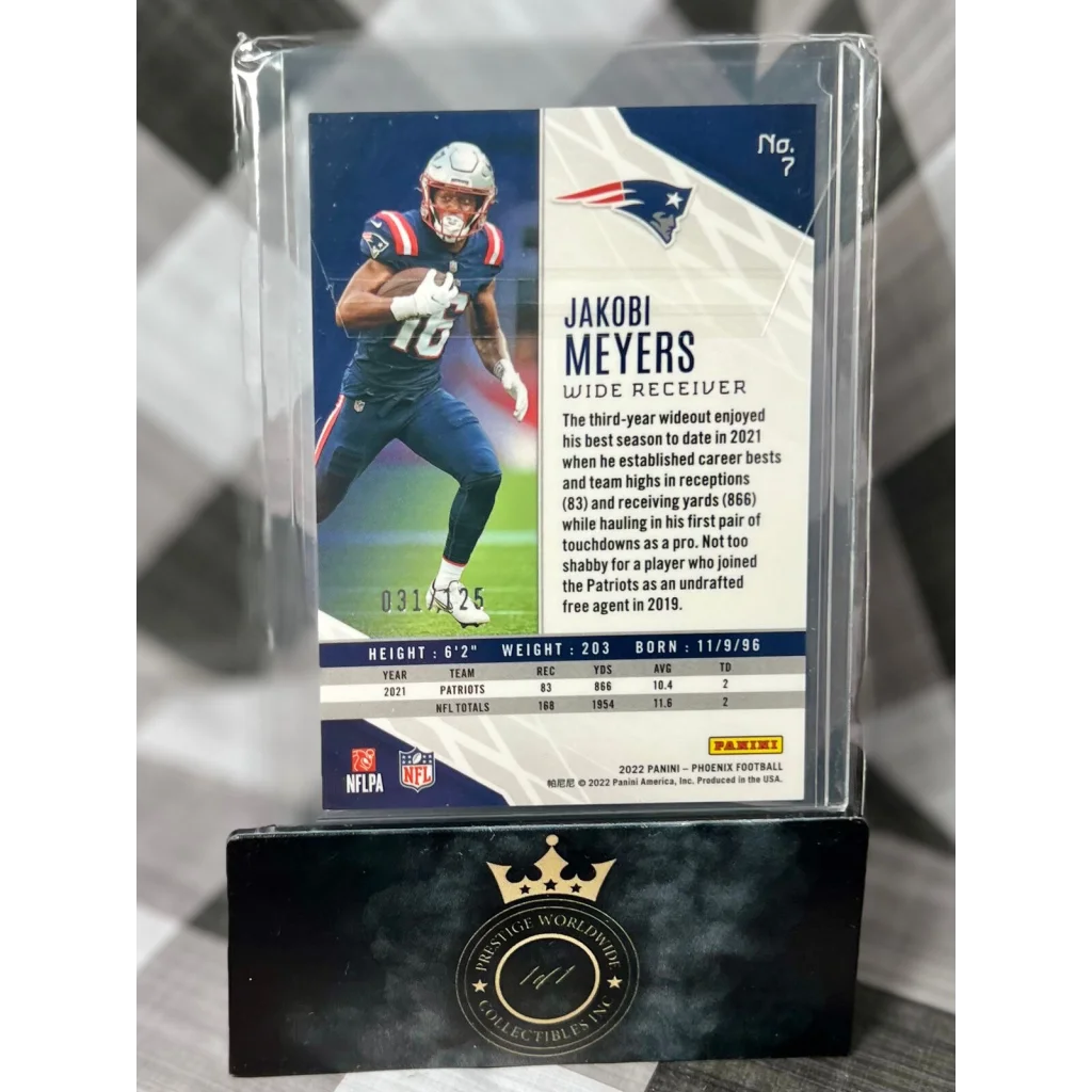 2017 Panini Limited Jakobi Meyers card in acrylic holder from Prestige Worldwide Collectibles