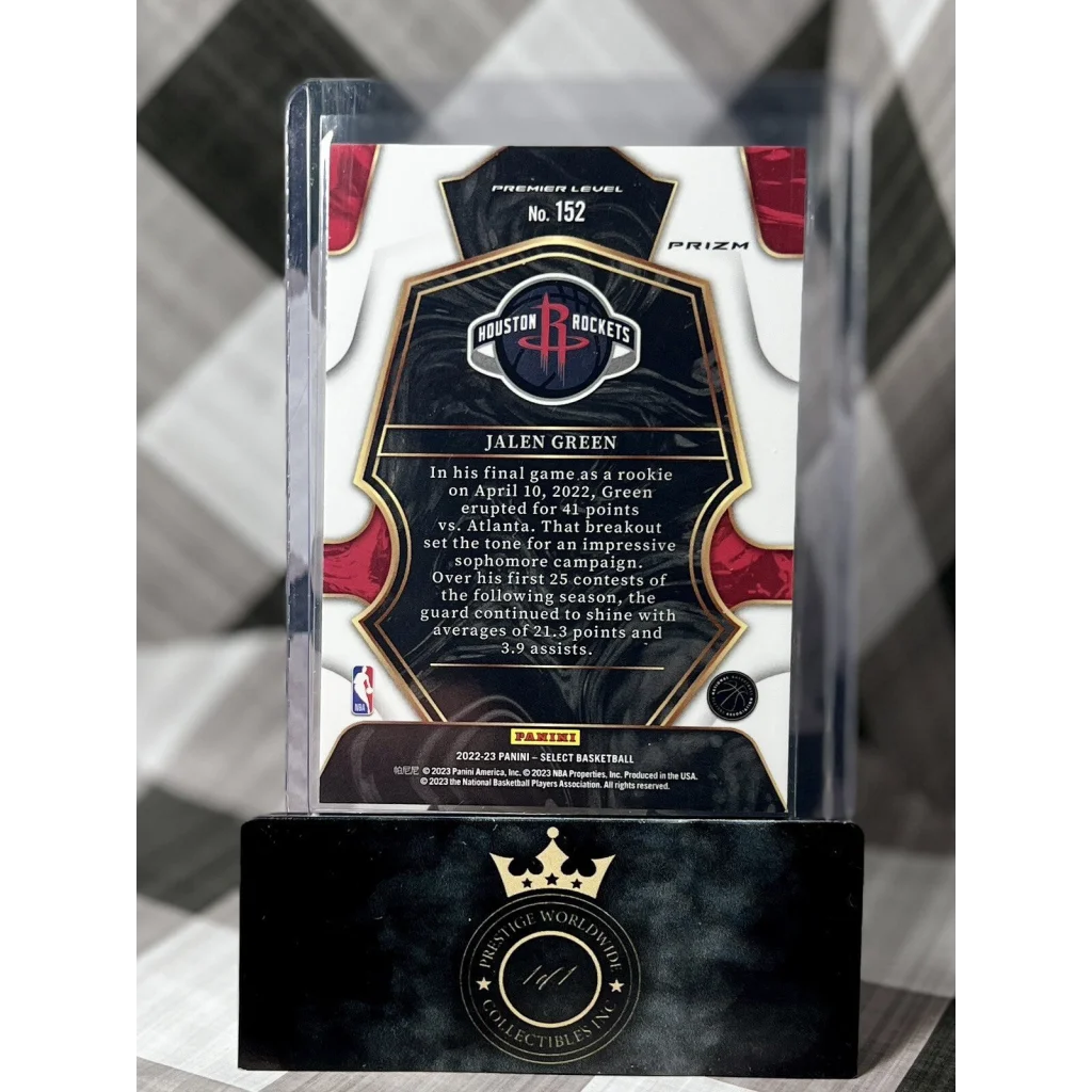 Jalen Green 2021 Panini Prestige rookie card in black gold acrylic case from Prestige Worldwide Collectibles