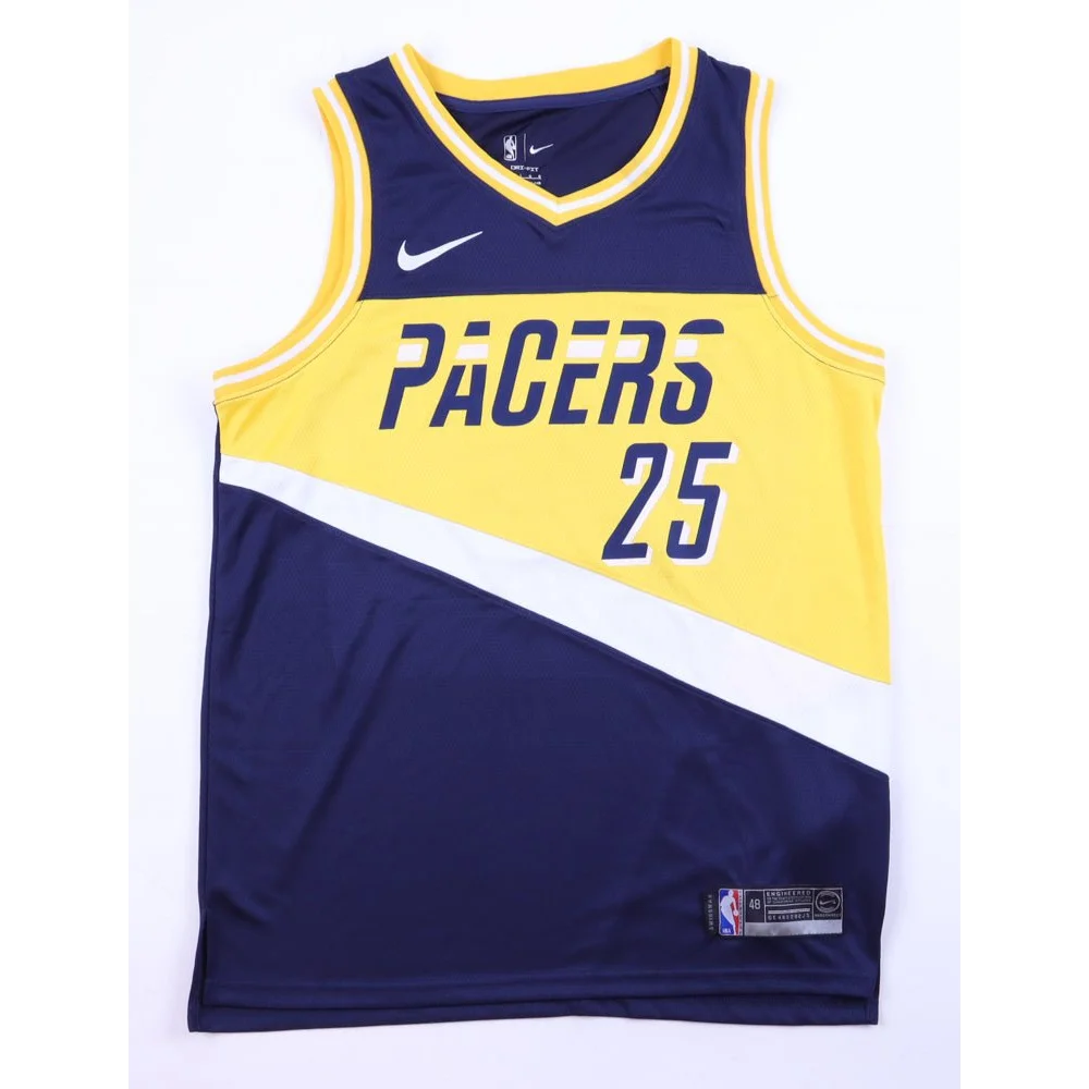 Jalen Smith signed Nike basketball jersey in yellow and navy blue size 48