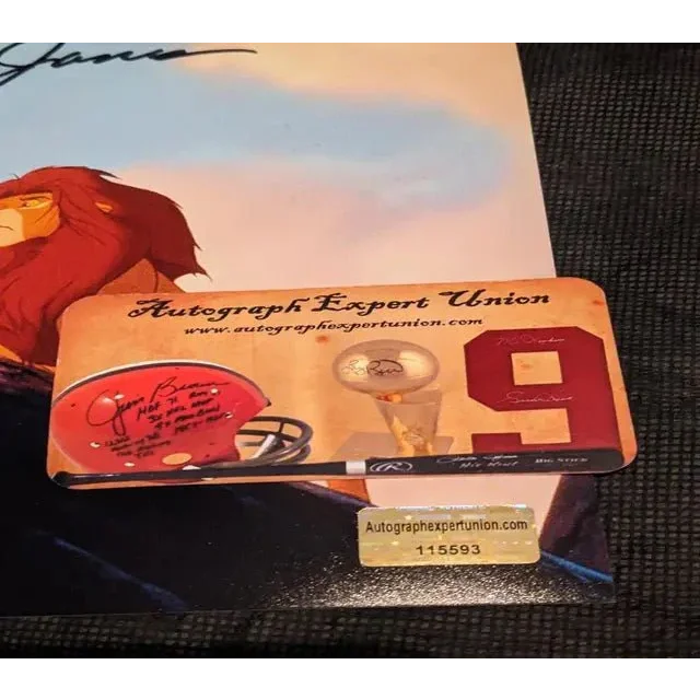 Authentication card for James Earl Jones auto signed Lion King print with certification