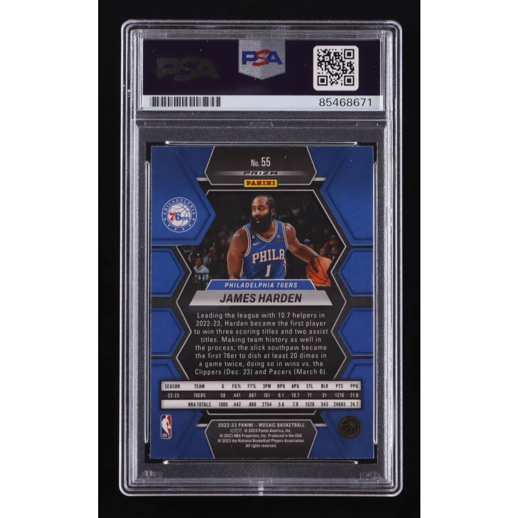 James Harden signed 76ers card in PSA graded slab for collectors and fans