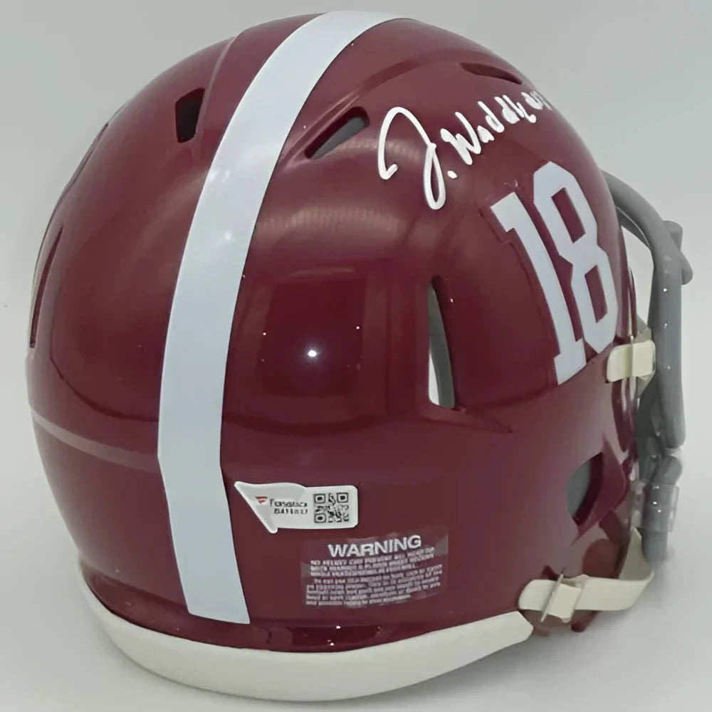 Jaylen Waddle autographed Alabama Crimson Tide mini helmet with number 18