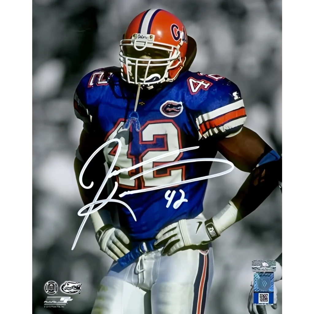 Jevon Kearse autographed Florida Gators photo in blue orange uniform number 42