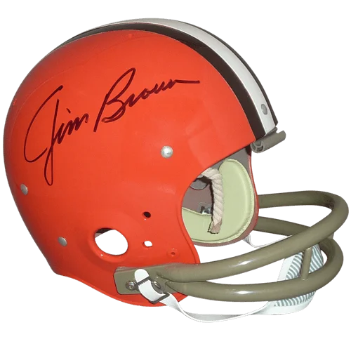 Jim Brown autographed Browns TK suspension helmet with JSA witness