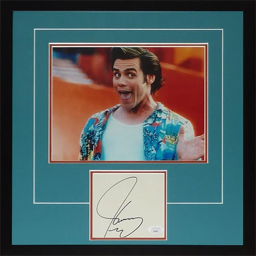 Jim Carrey autographed Ace Ventura framed signed photo in colorful shirt