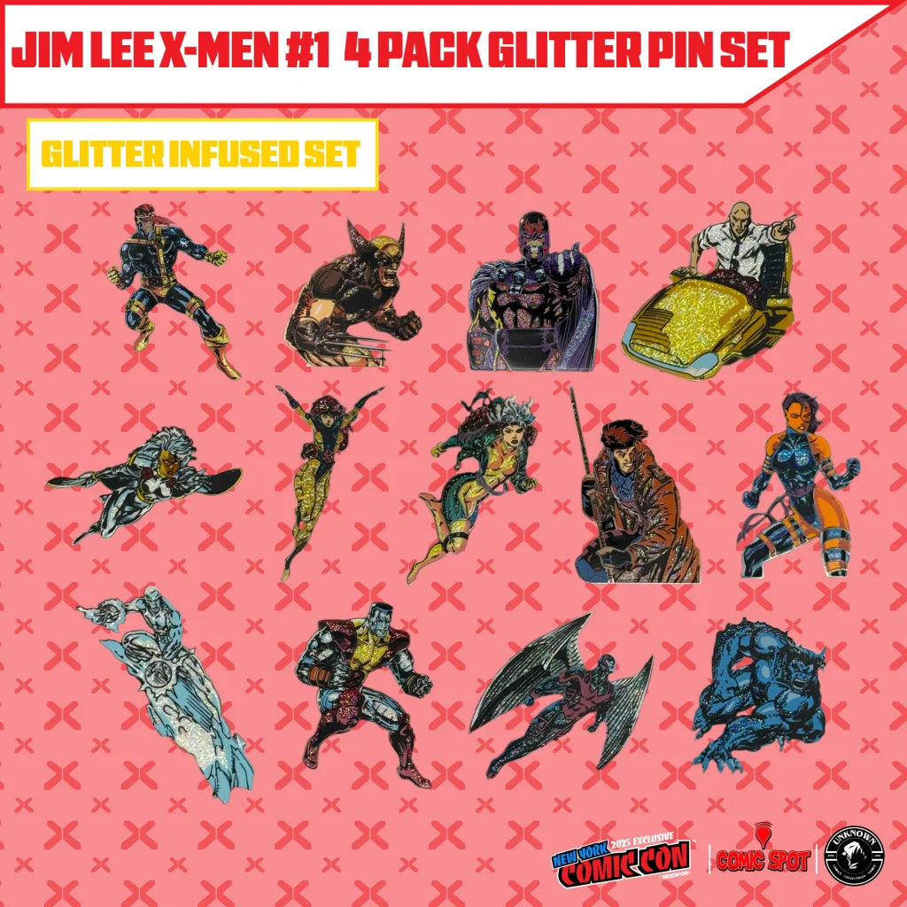 Jim Lee exclusive enamel pin set with glitter X-Men characters