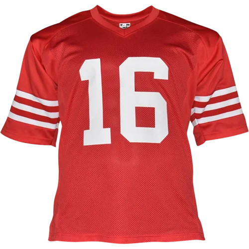 Joe Montana autographed San Francisco red #16 custom jersey with stripes