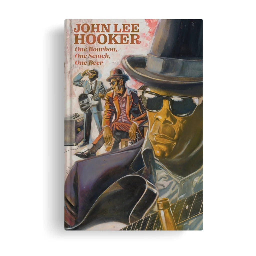Book featuring blues musicians illustration for John Lee Hooker Blues Legend Book