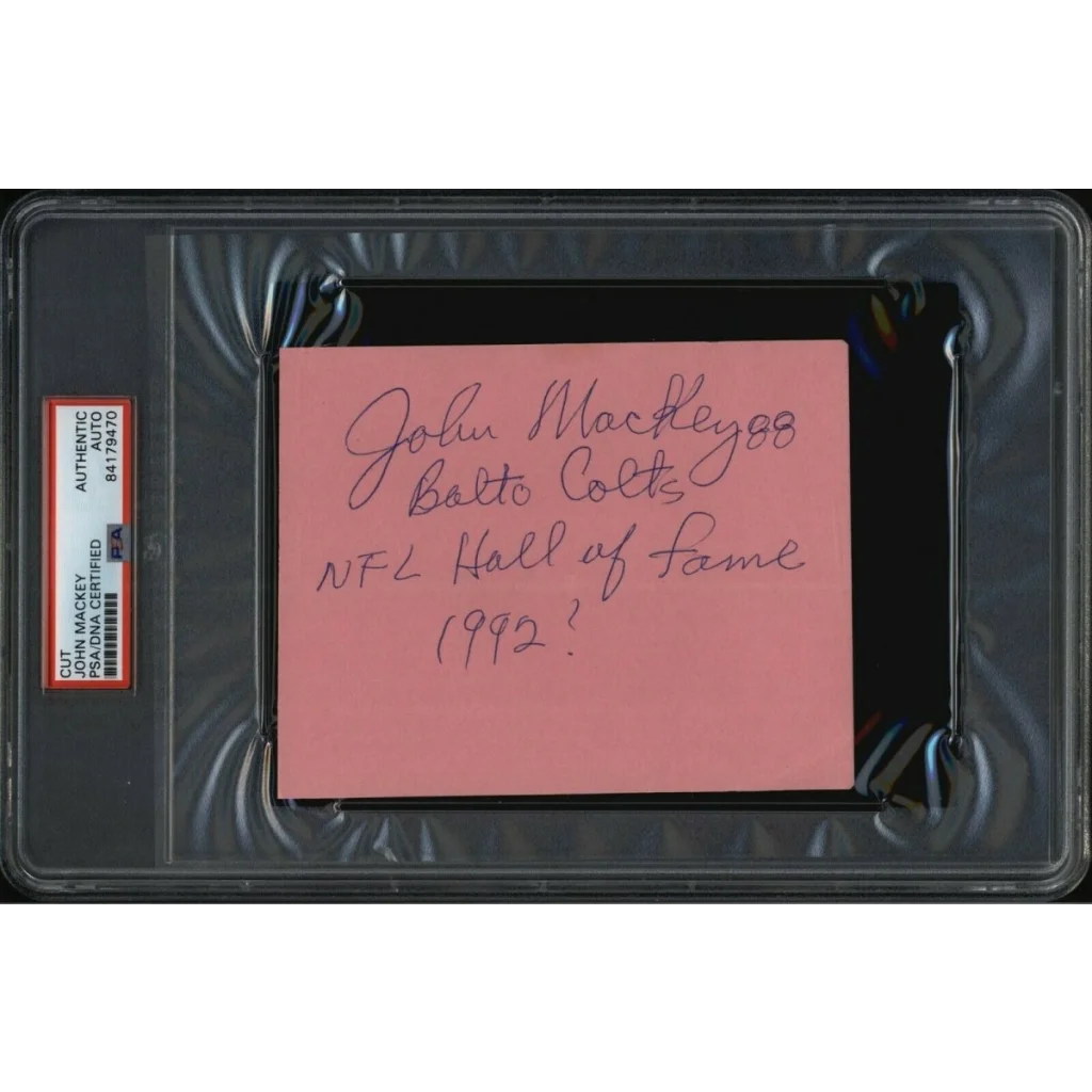 John Mackey signed auto cut PSA certified NFL legend in clear plastic holder