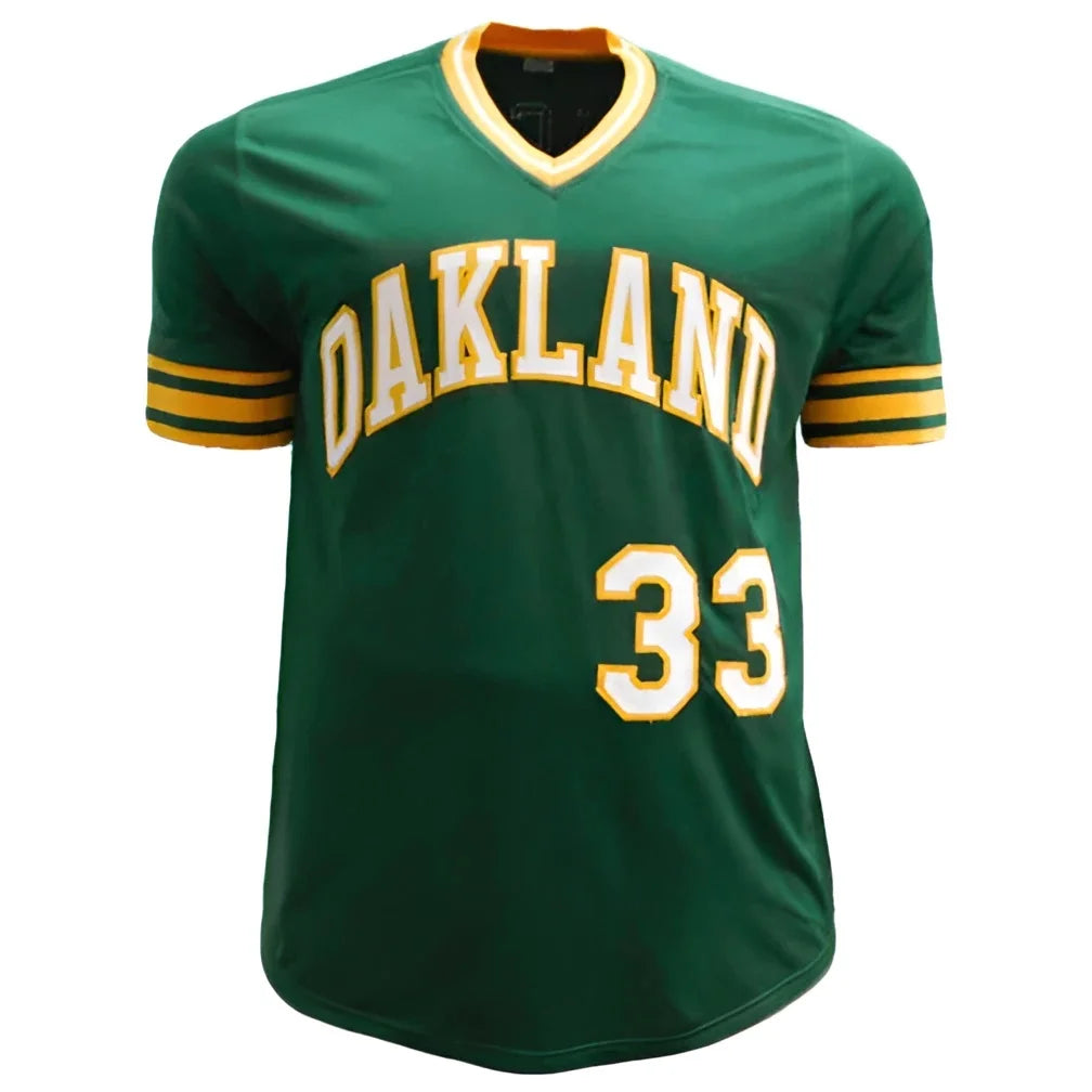 Jose Canseco Oakland green custom jersey with yellow accents