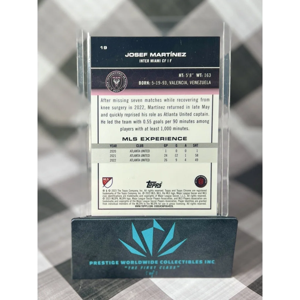 Josef Martinez 2019 Topps MLS #18 card in holder from Prestige Worldwide