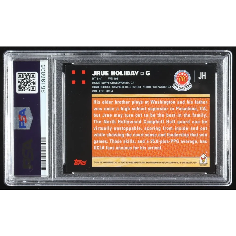 Jrue Holiday autographed PSA 10 graded basketball trading card for collectors