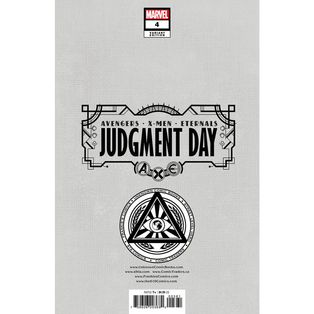 Comic book cover for Judgment Day Issue 4 Marvel Variant with Avengers X-Men Eternals