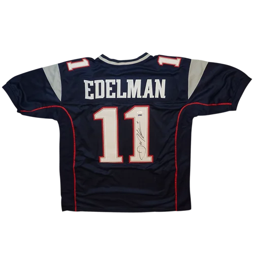 Julian Edelman autographed navy blue Patriots jersey #11