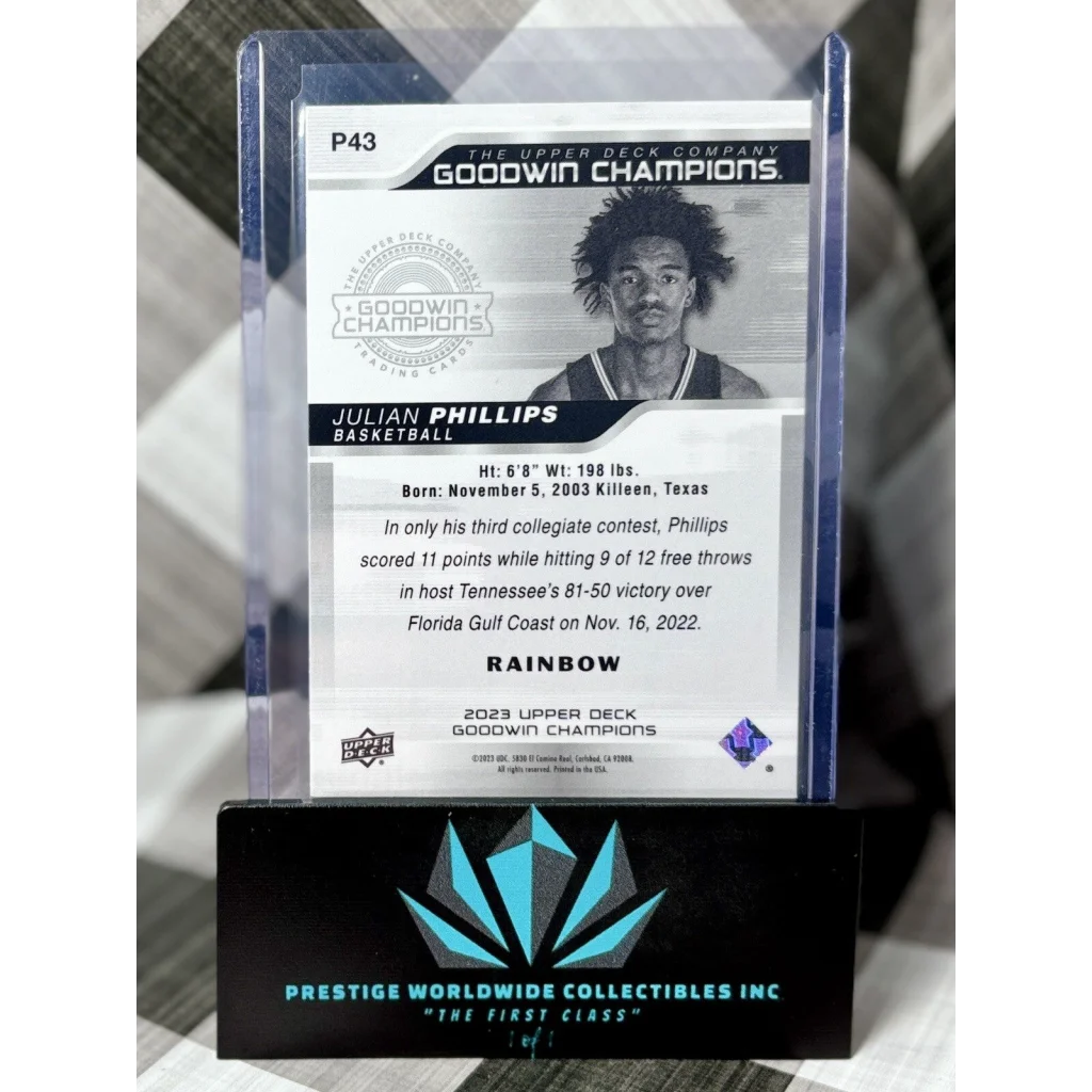 Julian Phillips rookie holographic card from Prestige Worldwide collectibles