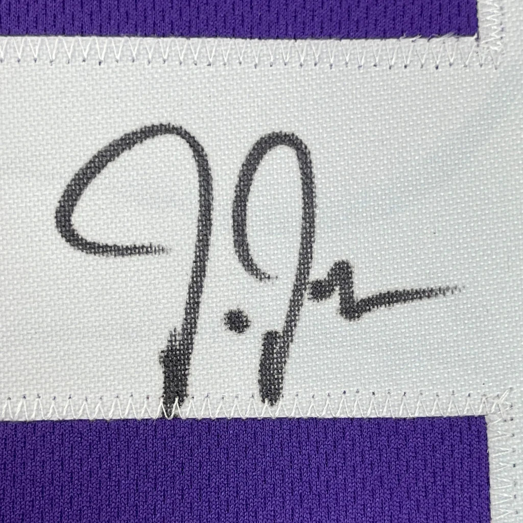 Black marker autograph on white fabric patch from Justin Jefferson Vikings Jersey