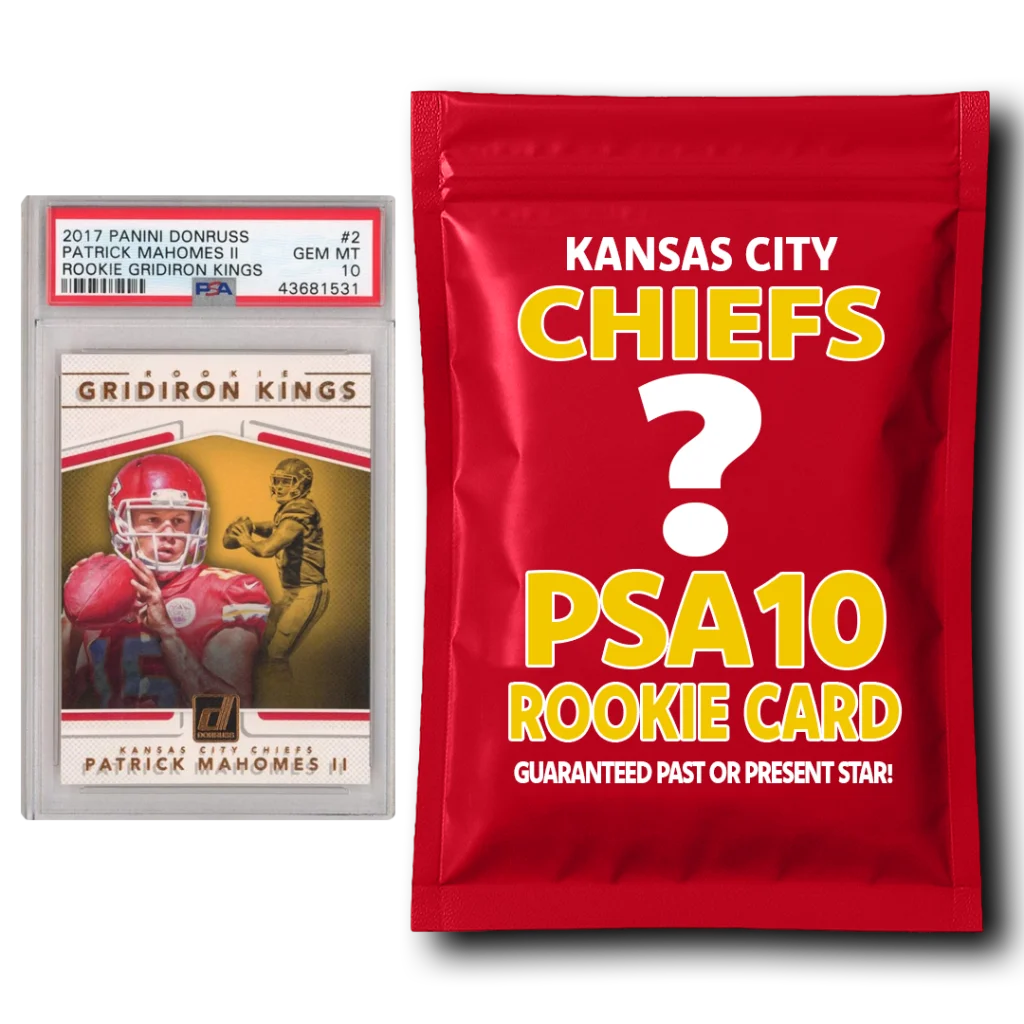 Kansas City Chiefs PSA 10 Graded Rookie Card Mystery Pack | Hall of Fame Sports Memorabilia | vintageantiquesgifts.com