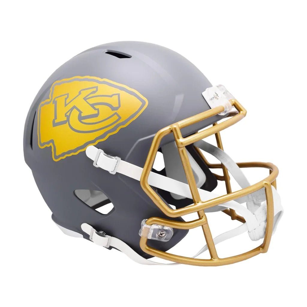 Kansas City Chiefs matte black gold helmet with metallic accents