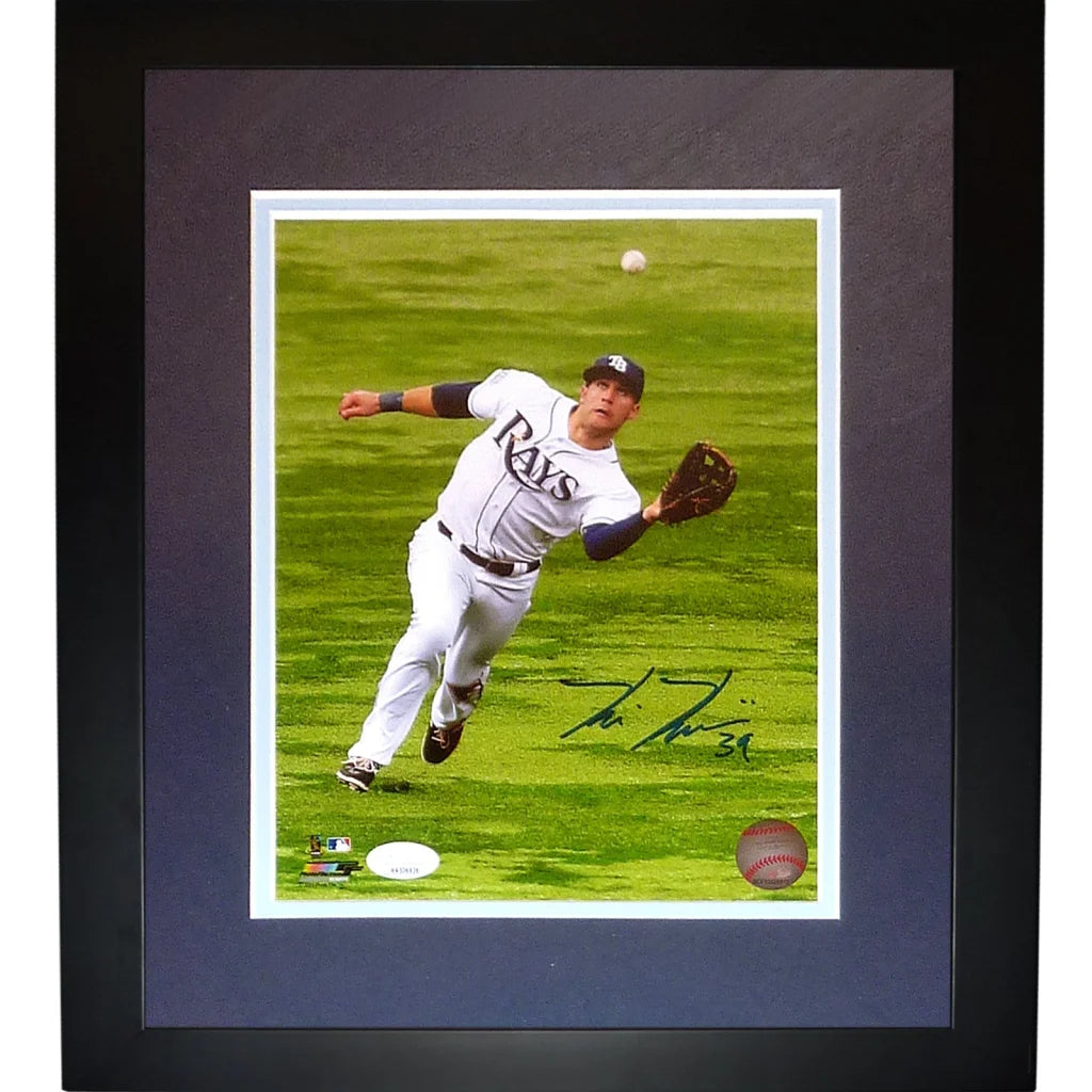 Kevin Kiermaier autographed Tampa Bay Rays framed 8x10 photo mid-dive